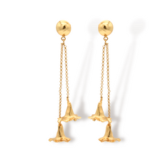 Aretes largos con flor de palisandro vista frontal