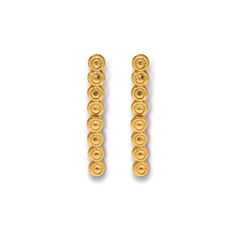 Aretes largos con coronas circulares vista frontal