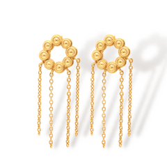 Aretes de coronas circulares con cadenas vista frontal