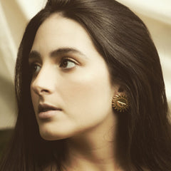 Aretes de sol media cara plana grande vista real