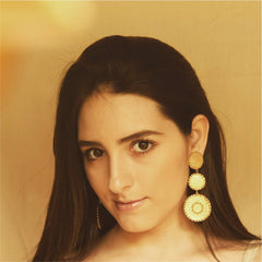 Aretes con 2 círculos y medallón precolombino