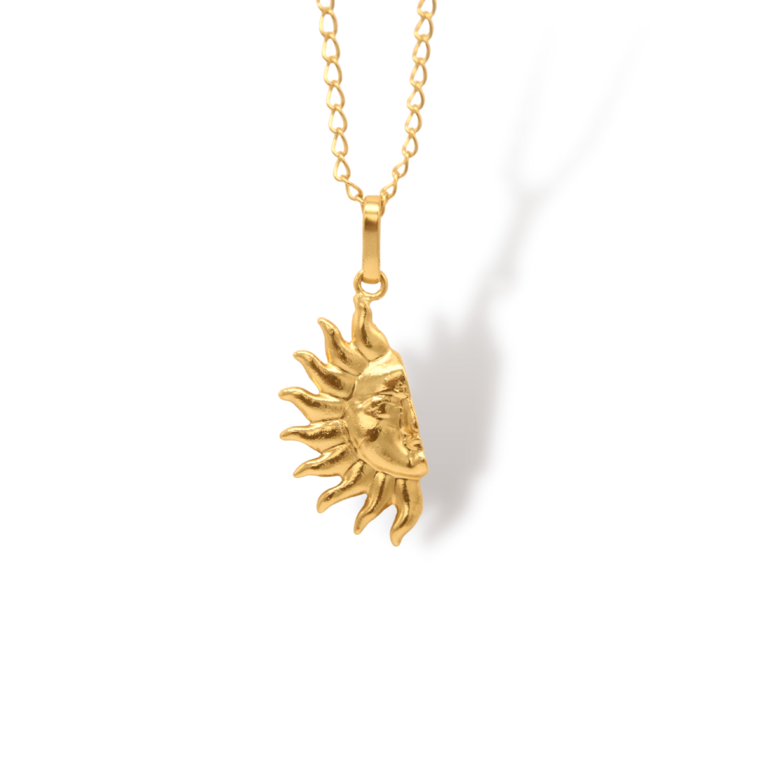Cadena con sol media cara vista cercana Brezo Jewelry