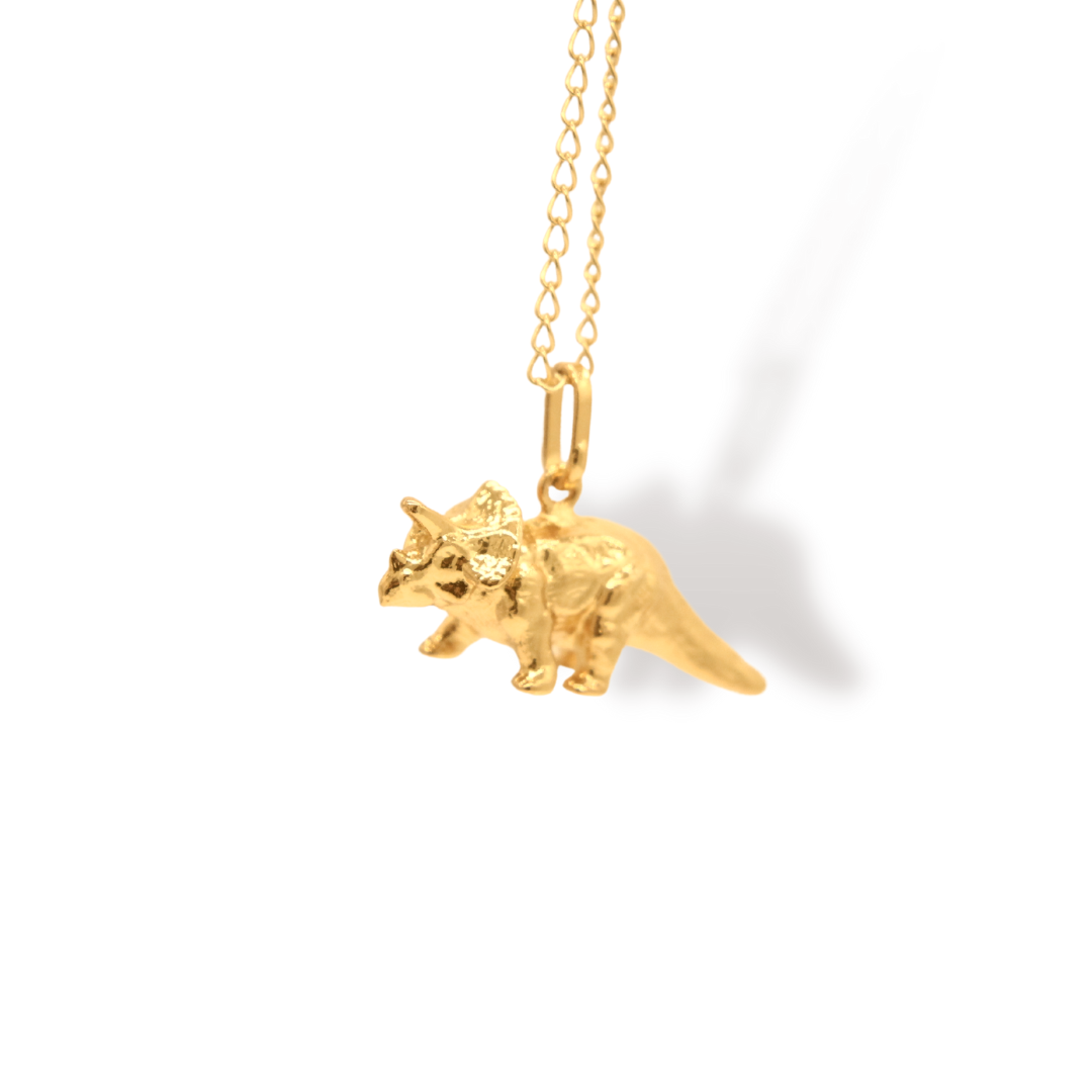 Cadena con triceratops vista frontal Brezo Jewelry
