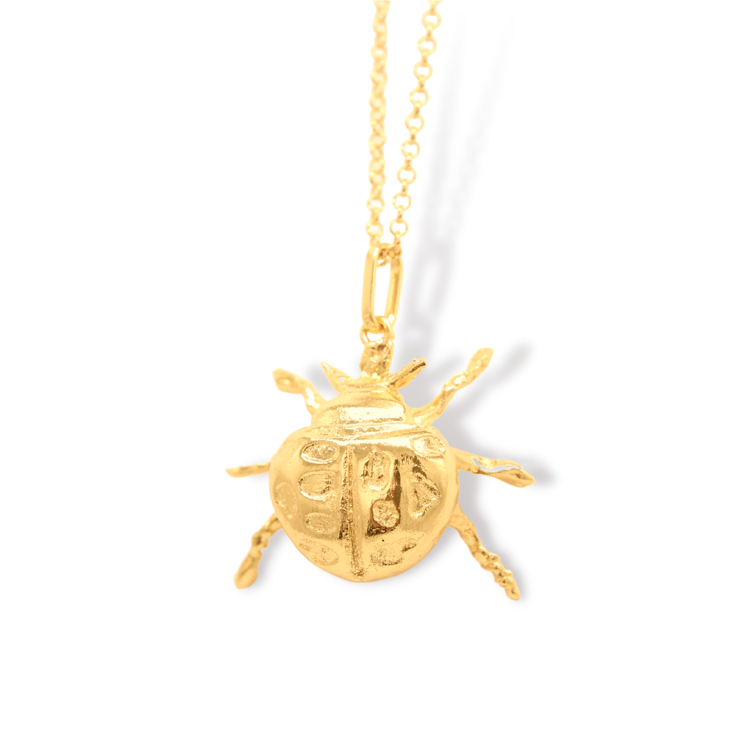 Cadena con mariquita grande vista frontal Brezo Jewelry