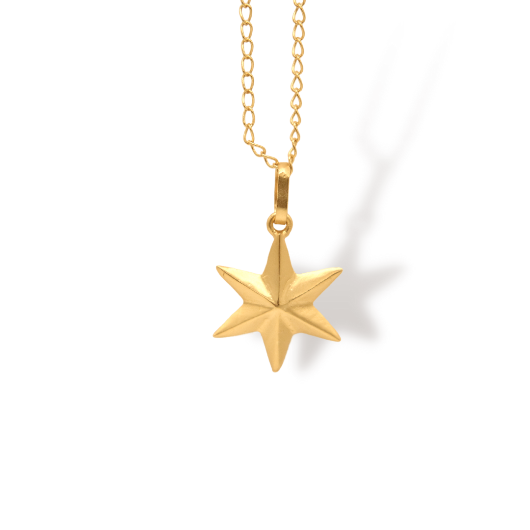 Cadena con estrella pequeña vista cercana Brezo Jewelry