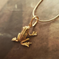 Cadena con rana pequeña vista detallada