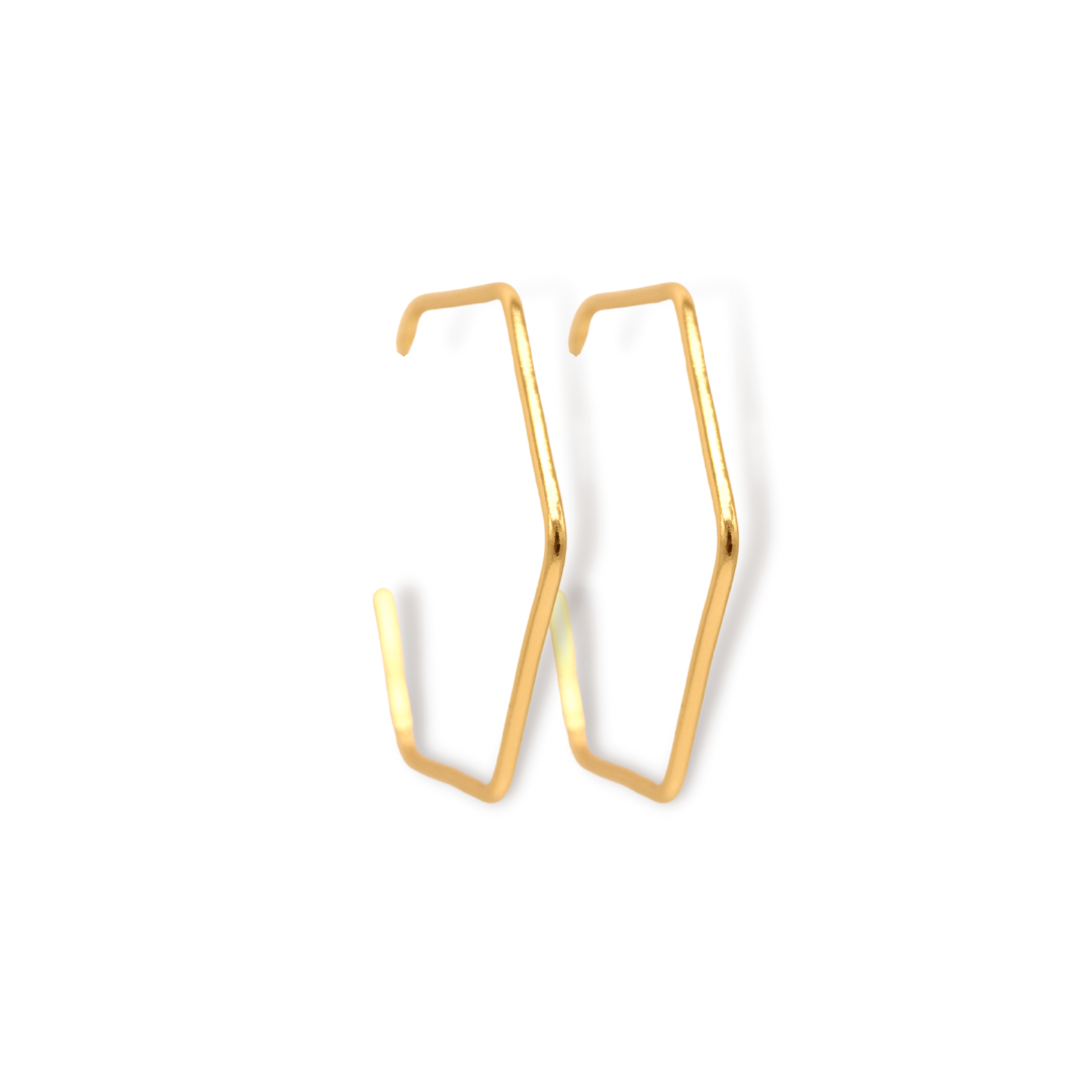 Candongas en forma de hexágono vista lateral Brezo Jewelry