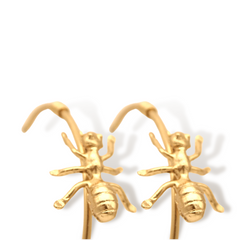 Candongas grandes con hormiga pequeña vista detallada