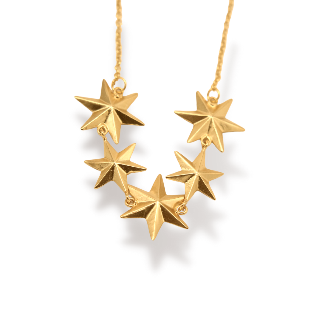 Choker con estrellas vista frontal Brezo Jewelry