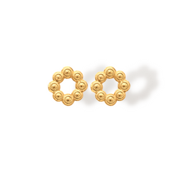 Aretes pequeños de coronas circulares vista frontal