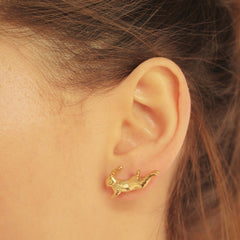 Aretes de liebre saltando vista real