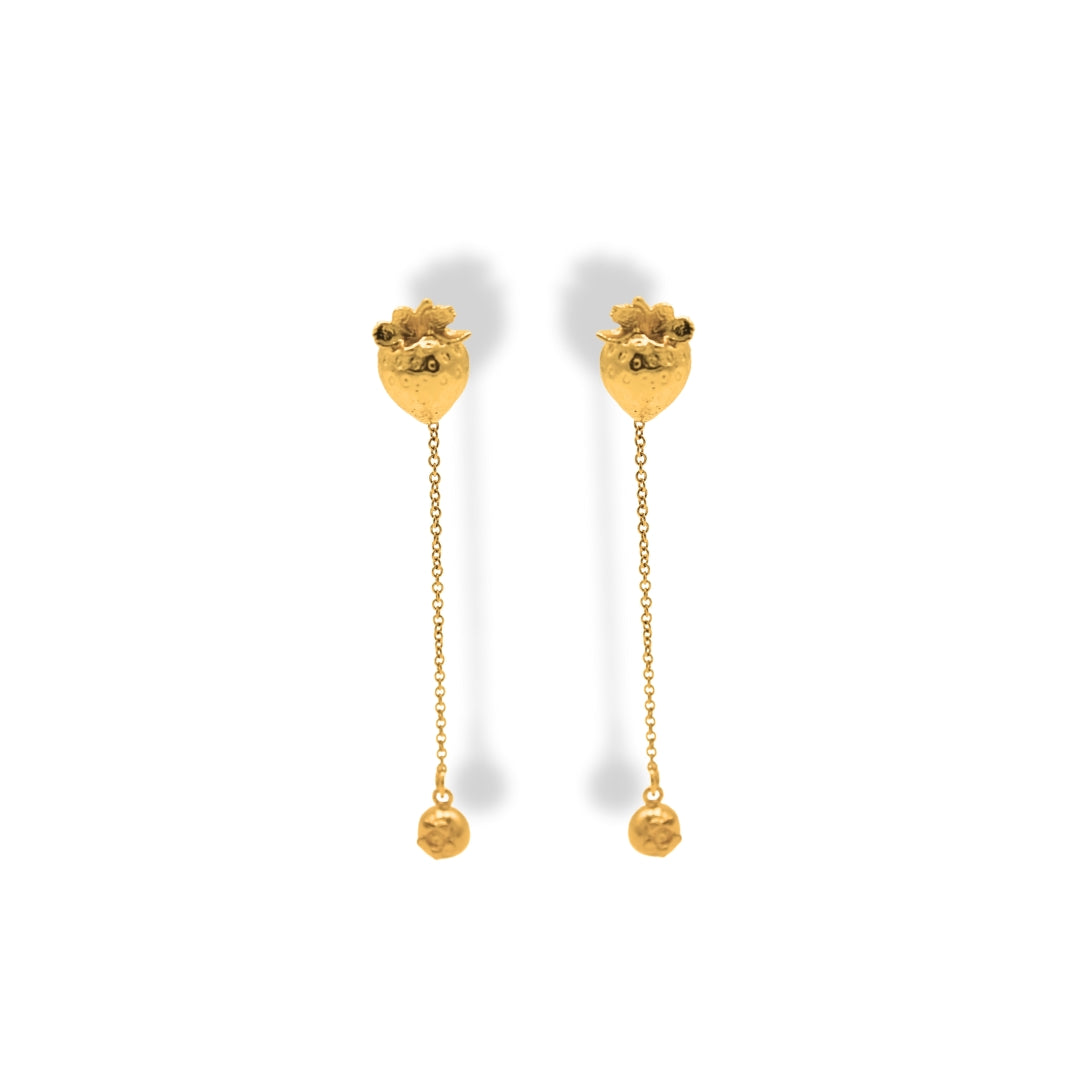 Aretes de fresa con extensión de cadena con arándano pequeño