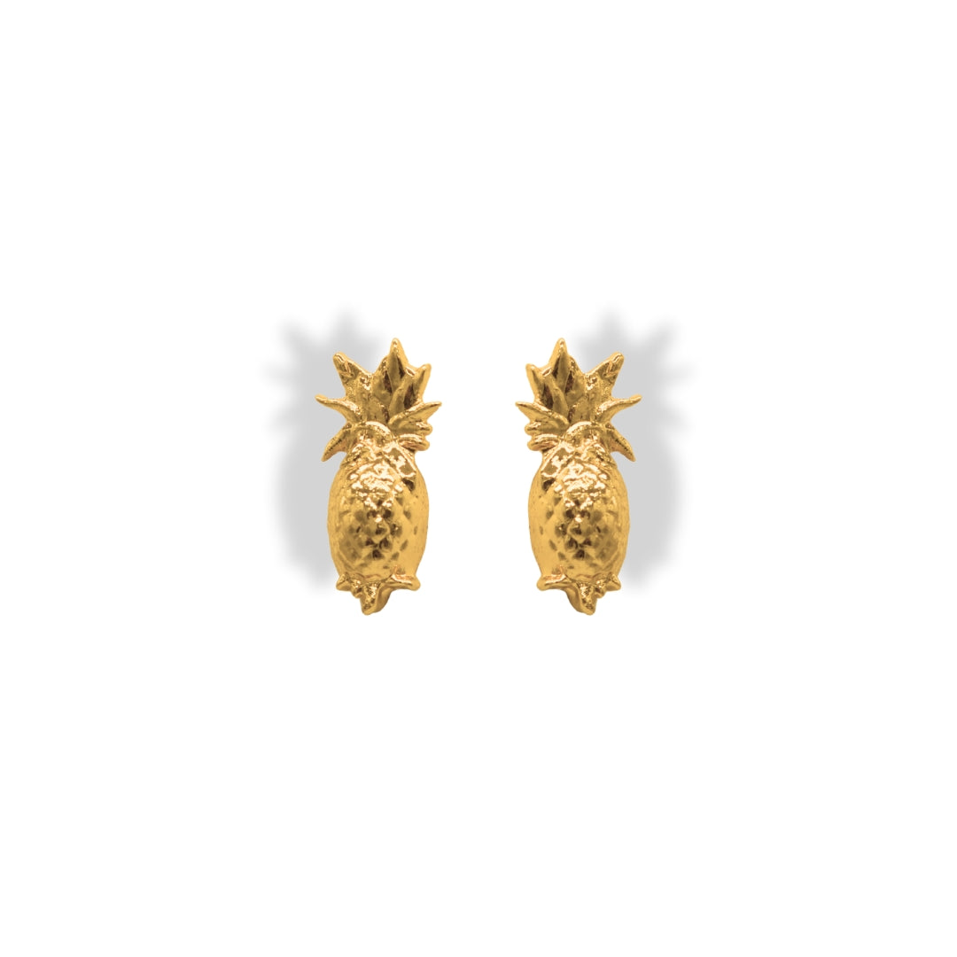 Aretes tipo topo de piña dorados