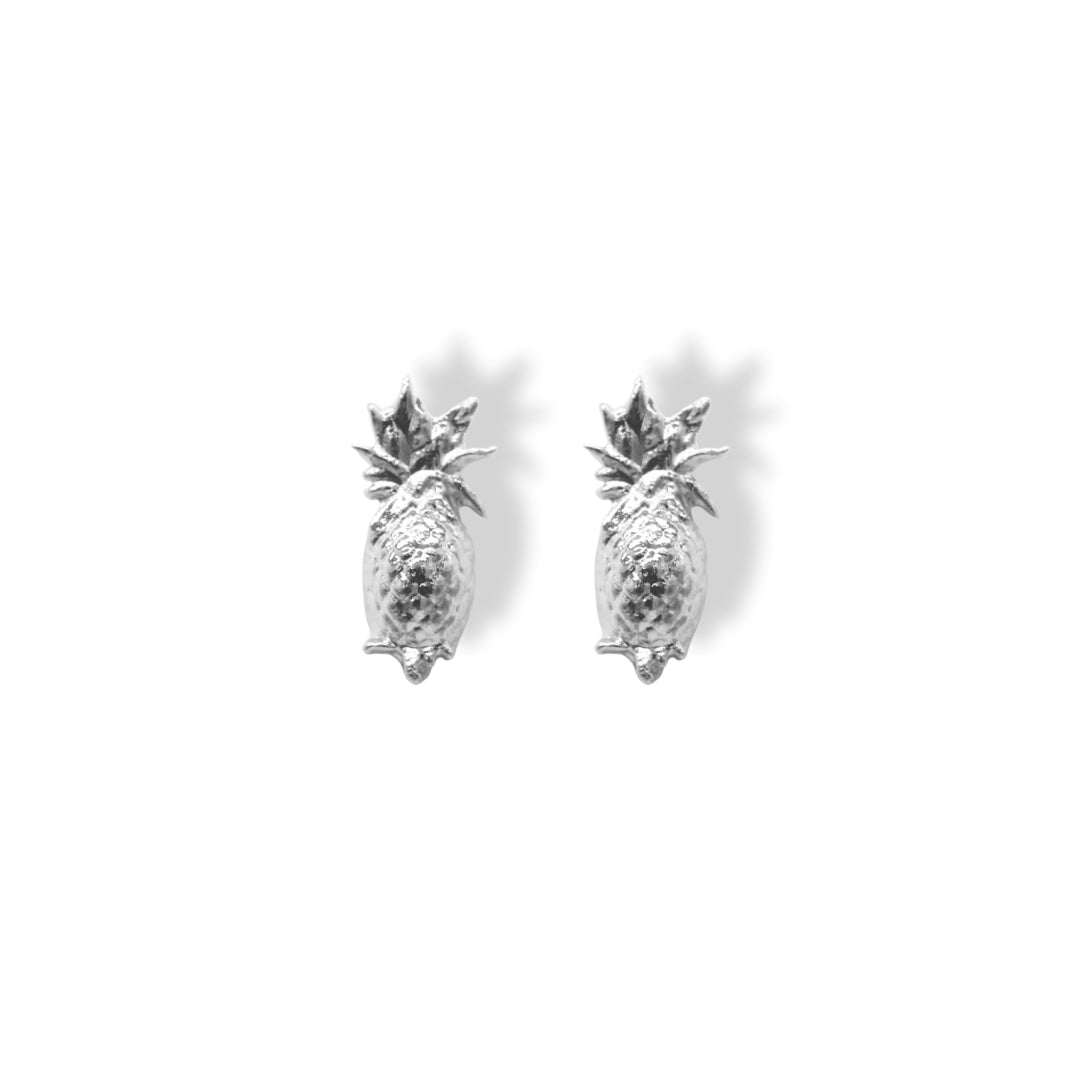 Aretes de piña plateados