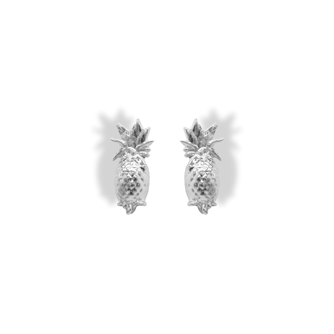 Aretes tipo topo de piña plateados