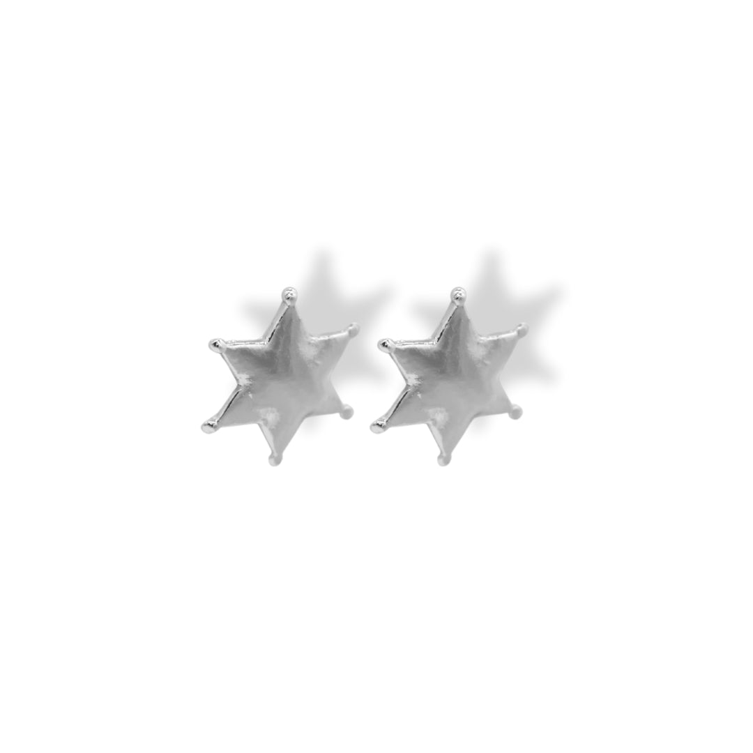 Aretes con estrella de sheriff grandes silver