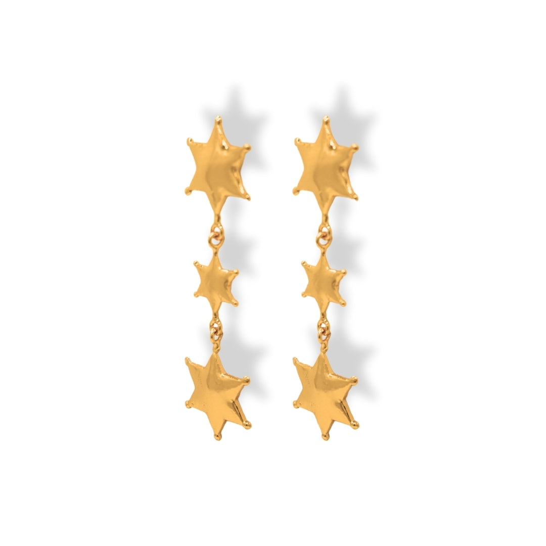 Aretes largos con estrellas de sheriff