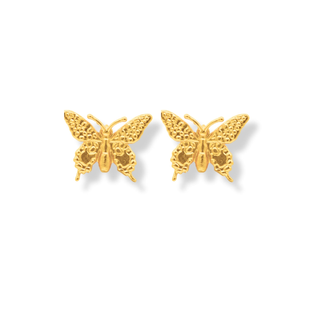 Aretes de mariposa mediana vista frontal