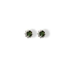 Aretes pequeños con circones verdes