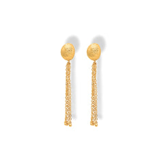Aretes largos con 5 cadenas vista lateral