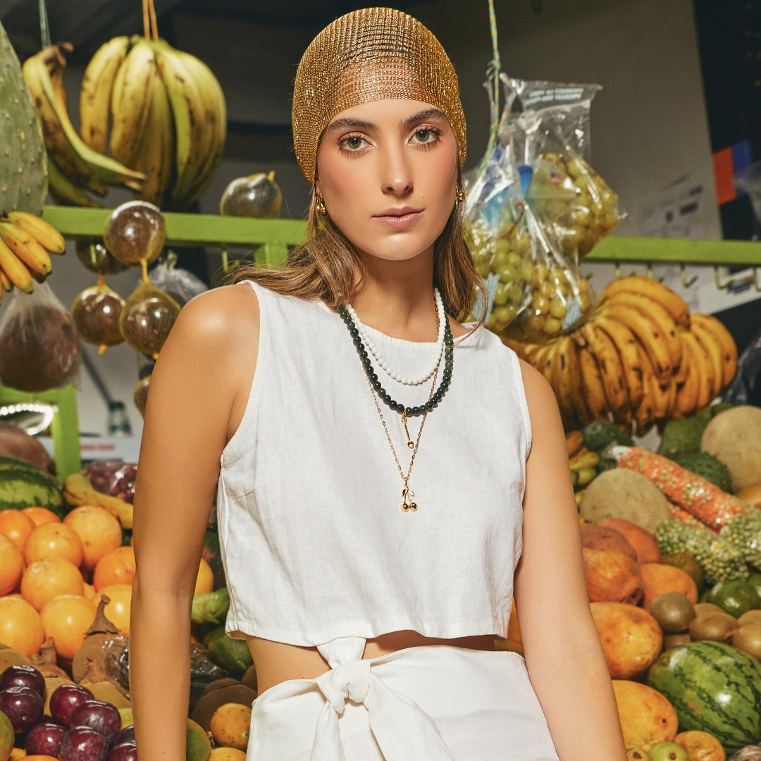 Cadena con cereza dorada Brezo Jewelry