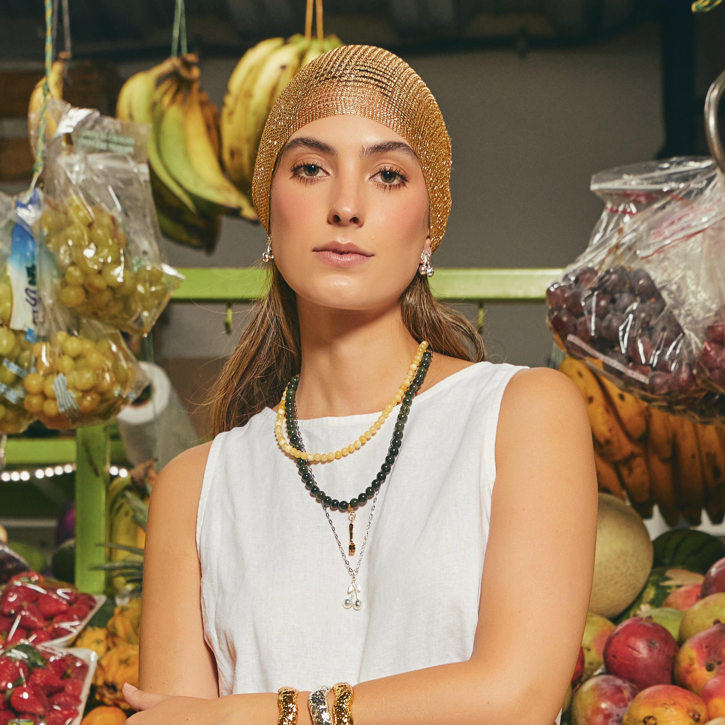 Cadena con cereza plateada Brezo Jewelry