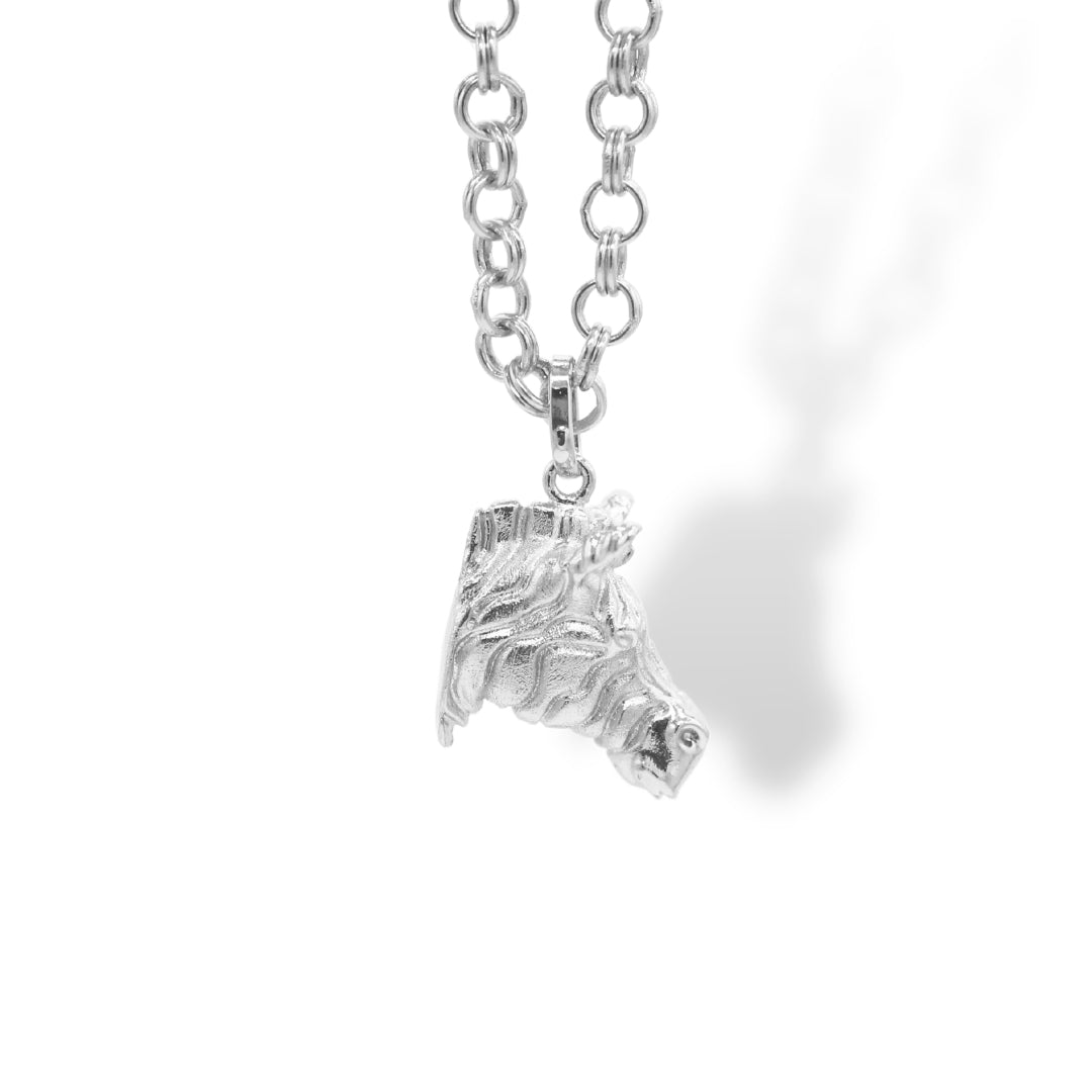 Cadena con cabeza de cebra plateada Brezo Jewelry