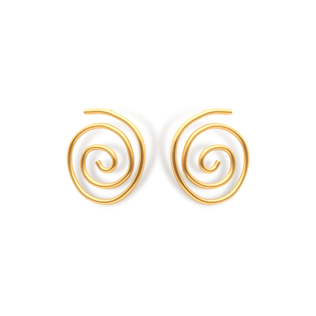 Aretes espiral vista diagonal Brezo Jewelry