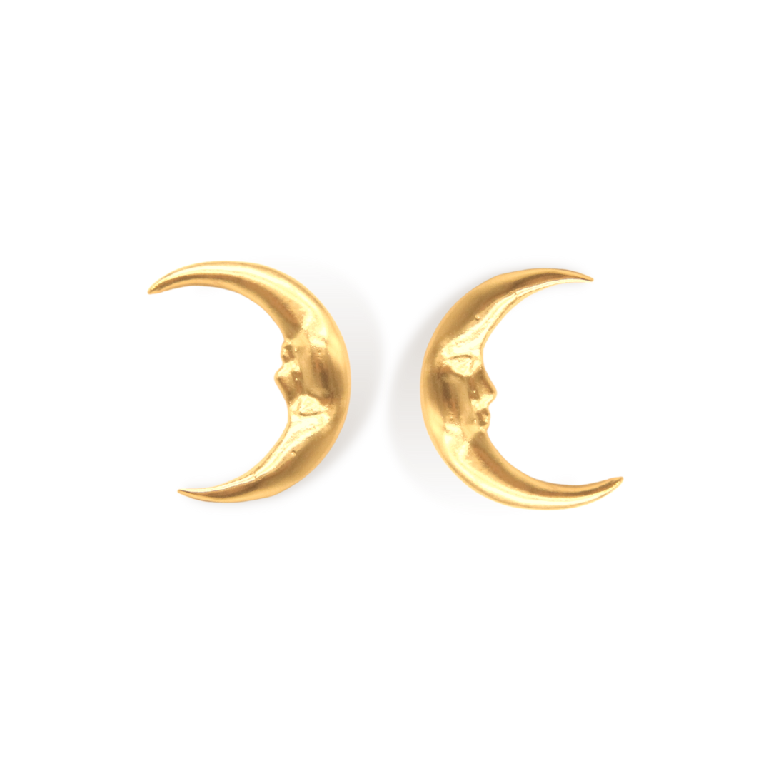 Aretes de media luna grande vista frontal Brezo Jewelry
